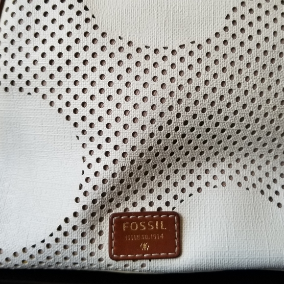 Fossil Ava Satchel, Dot - White and Brown - Picture 3 of 13